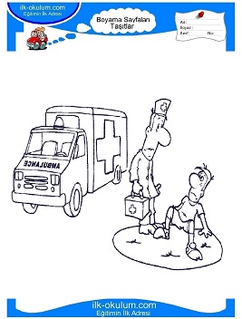 Çocuklar İçin Ambulans Boyama Sayfaları 